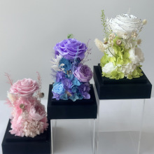 送女友永生花成品玫瑰花礼盒亚克力花房情人节告白礼物含精美礼盒