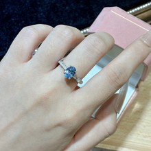 抖音直播间热卖培育海蓝尖晶石1.5克拉鸽子蛋戒指S92纯5银镀18K金