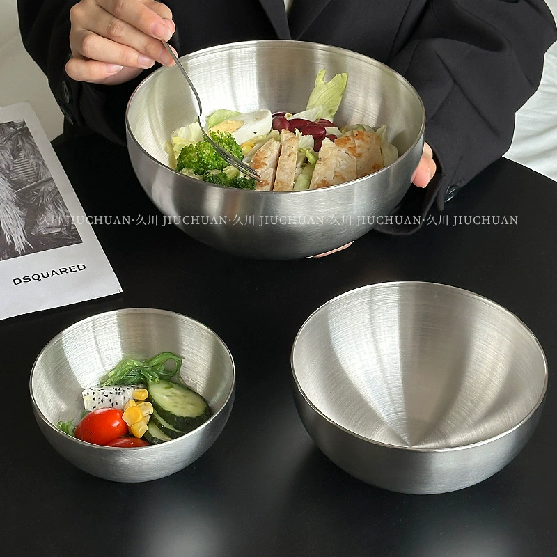 Корейская миска для салата холодной лапши, миска для в Bibimbap из нержавеющей стали, большая фруктовая миска, бытовая, простой металл, индустриальный стиль, коммерческая