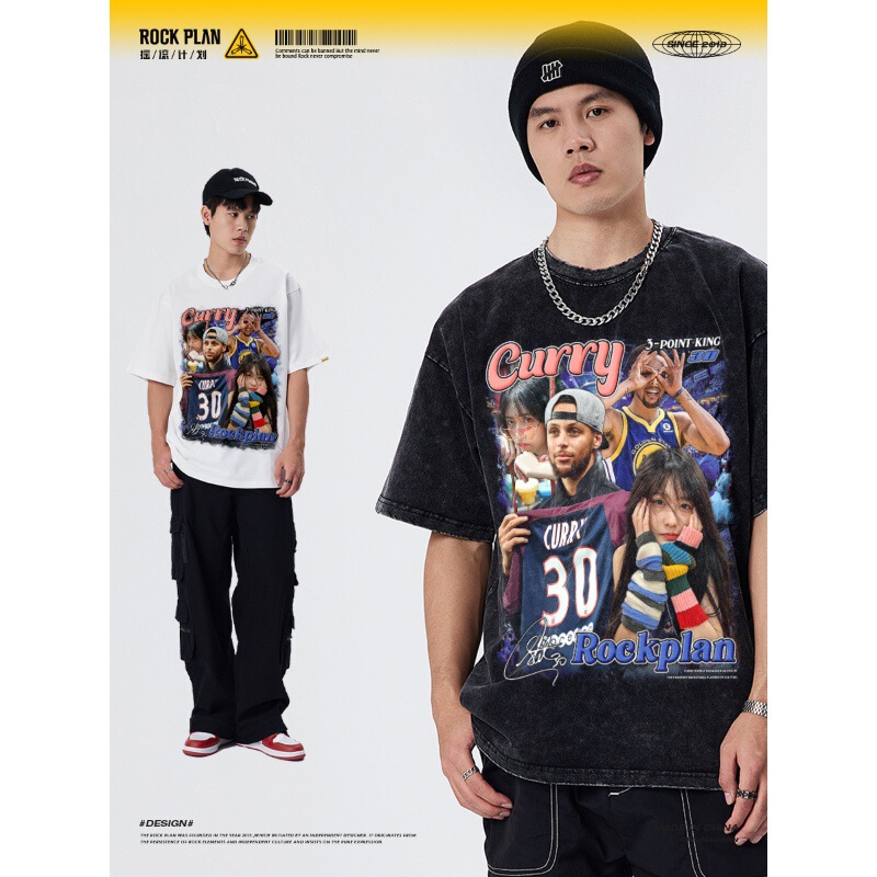 200g Fabric Cotton T European Code Rock Plan Retro Printing Stephen Curry & Snake Sister American Short 200g Fabric Cotton T European Code Rock Plan Retro Printing Stephen Curry & Snake Sister American Short