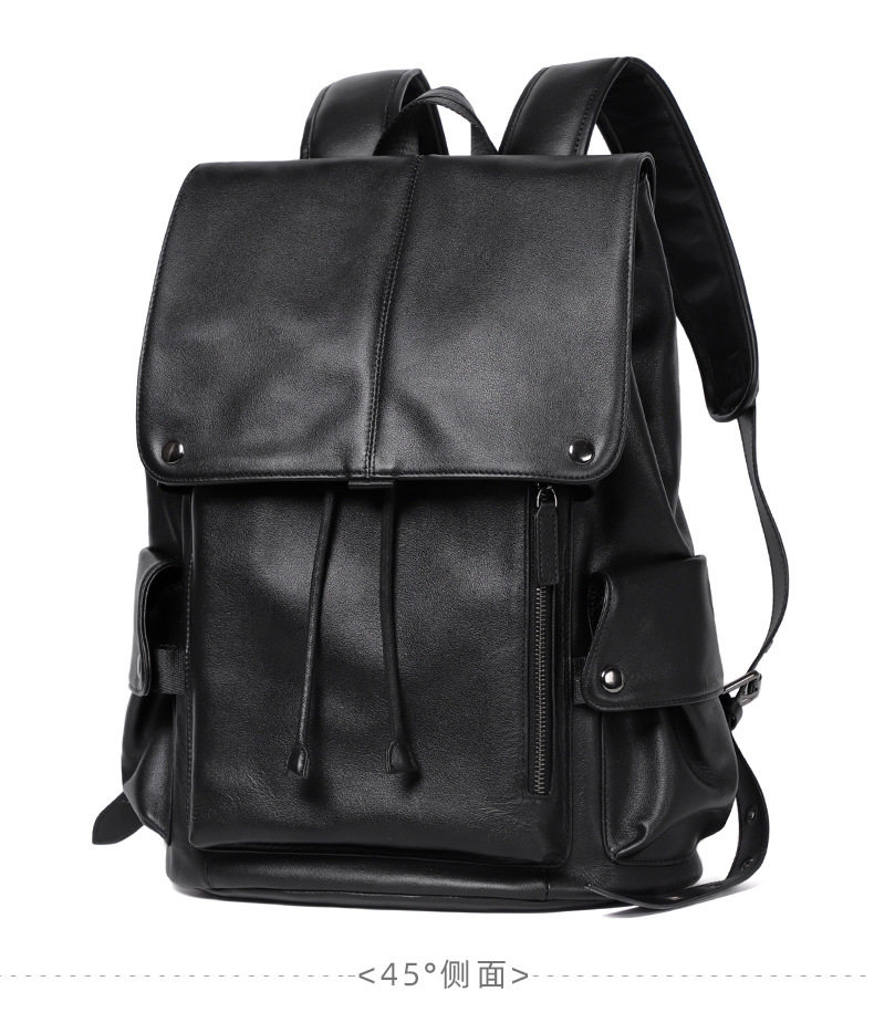 Ba lô da bò thật cho nam, kiểu dáng thời trang, đựng laptop 14 inch, dung tích 36–55L — Màu đen chi tiết 15