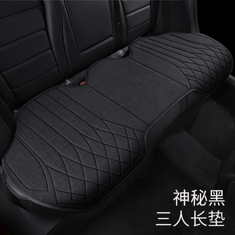 Breathable 3-Piece Set | Universal Seat cushion, seat cover - mysterious-black-three-seat-long-cushion-four-seasons-universal