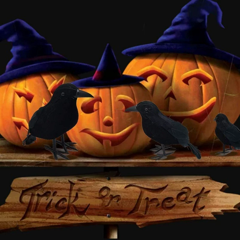 Bubble 绒 Crows Black Map Black Simulation Crow Sacrifice Halloween Decoration Private Private Propero Manufacturer Direct Conferry
