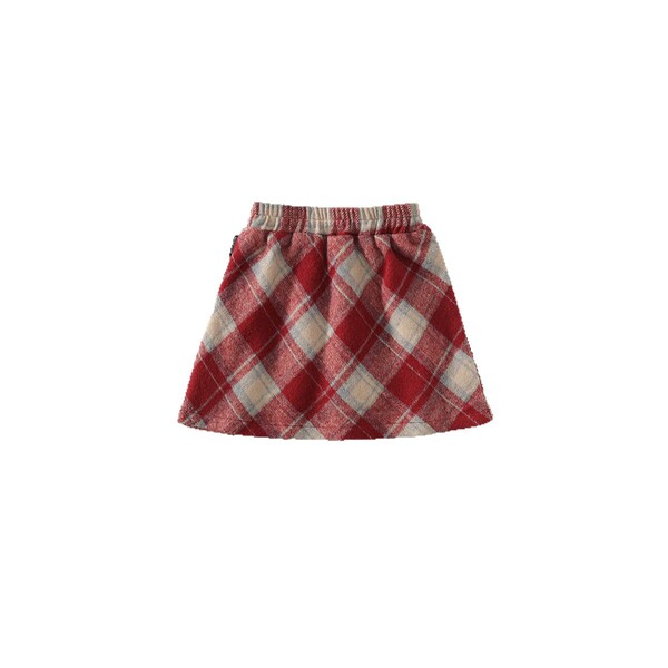 Woolen autumn red retro skirt