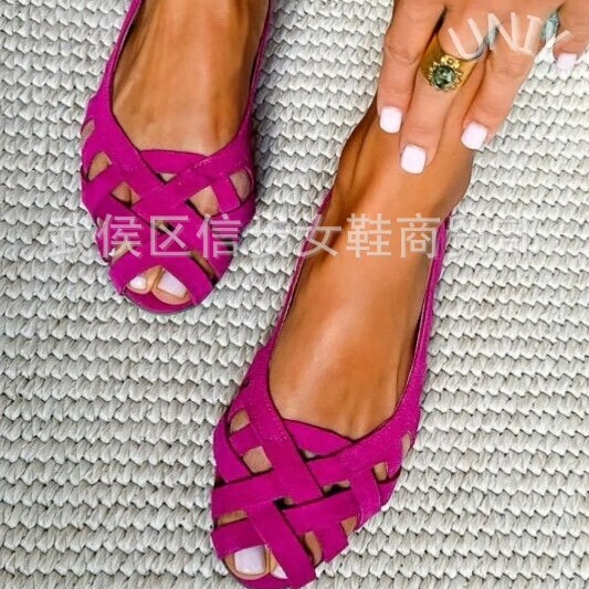 832 Foreign Trade Cross-Border Hollow Bird's Nest Sandals for Women, Summer Fashion Flat Hollow Breathable Clogs, Size 40-43 Peep-Toe Shoes 832 Foreign Trade Cross-Border Hollow Bird's Nest Sandals for Women, Summer Fashion Flat Hollow Breathable Clogs, Size 40-43 Peep-Toe Shoes