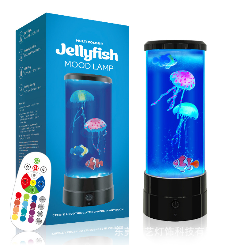 Venta al por mayor, lámpara de medusas con control remoto, luz Led nocturna transfronteriza, lámpara de mesita de noche usb para dormitorio en casa, lámpara de ambiente, lámpara de Navidad
