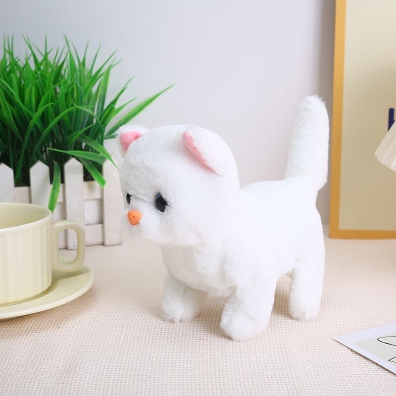 跨境电动毛绒玩具仿真小猫会走会叫电子宠物摆摊生日礼物配件代发|undefined