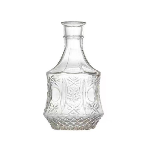Glass vase French retro relief transparent living room flower arrangement decoration photo props ins photography background ornaments