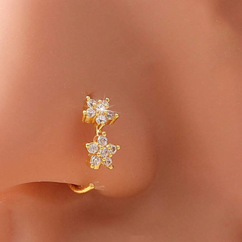 Grenzüberschreitender Verkaufsschlager: Glitzernder Diamant-Zirkon-Ohrstecker mit mehreren Elementen – modisches Nischendesign – Körperpiercing – Nasenring für heiße Mädchen_voghion.com