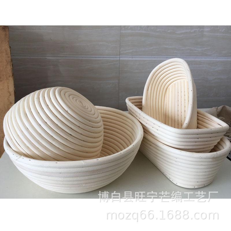 工厂供面包藤篮厂家直发欧式印尼藤发酵篮家居常用椭手工编织藤编