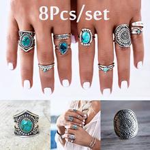 Hand Jewelry Vintage engraved 8pc knuckle rings WPָ