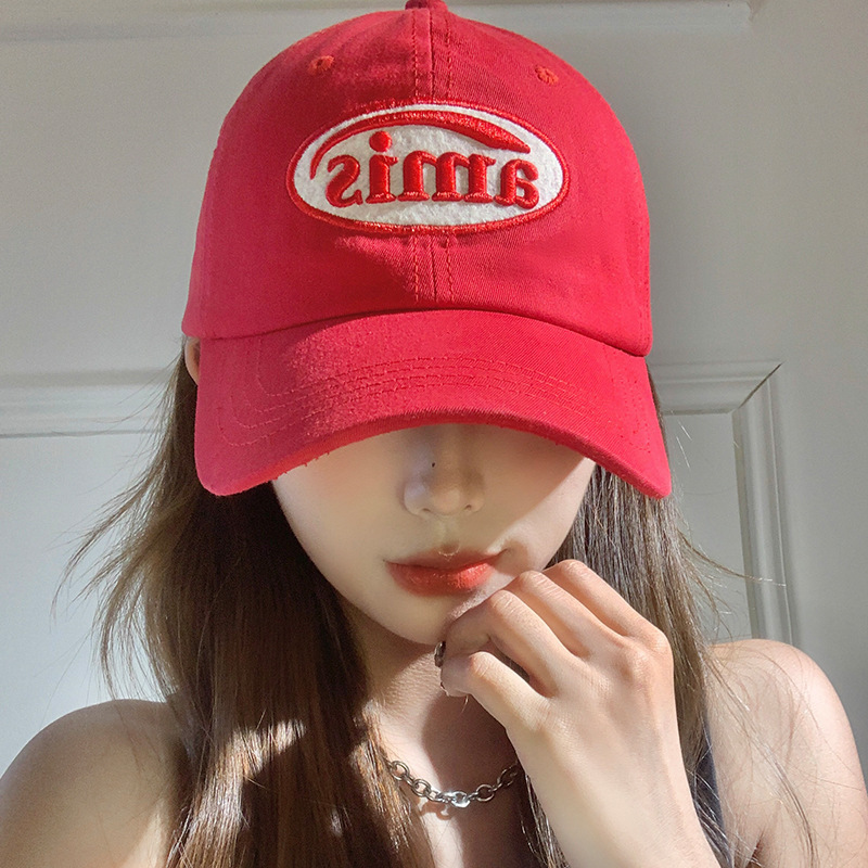 Korean-style Red Baseball Cap Women's Spring and Summer Casual All-match Big Head Face Showing Small Soft Top Cap Sunshade Hat