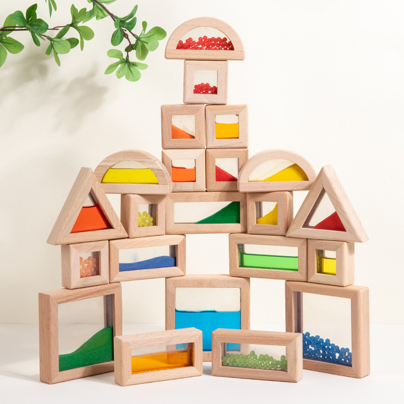 Weiweihu Educación temprana Bloques de construcción de madera Gráficos geométricos Coordinación mano-ojo ayudas didácticas Bloques de construcción sensoriales acrílicos Juguetes educativos