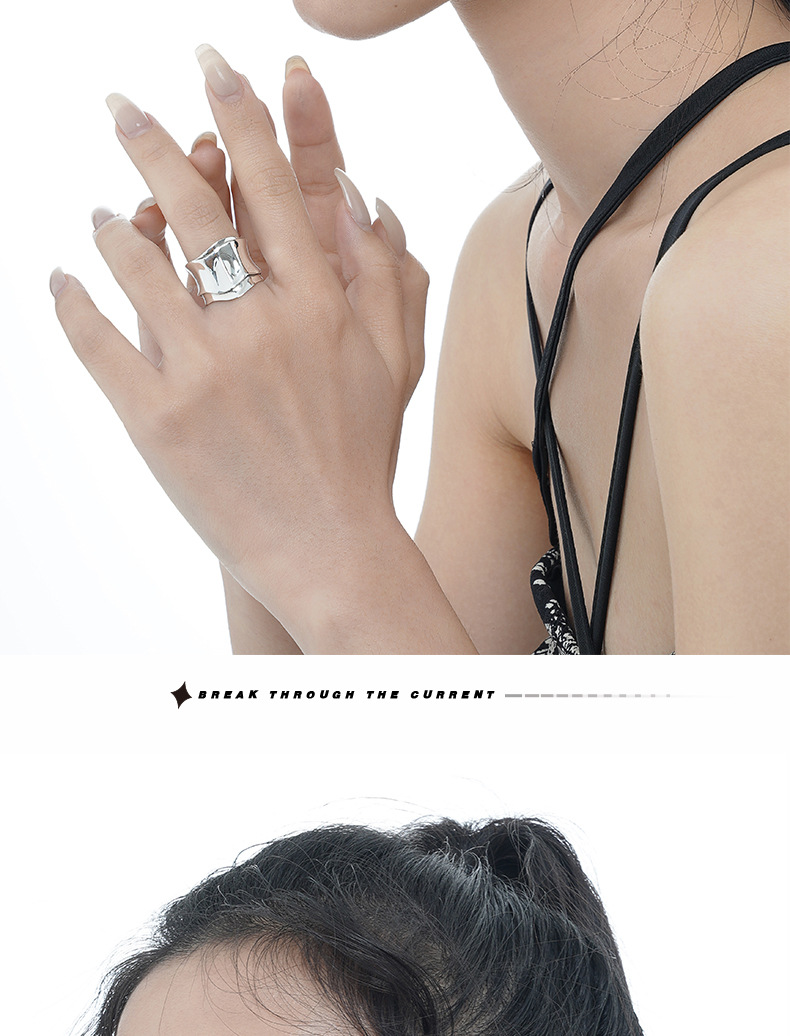 Simple Style Geometric Sterling Silver Polishing Open Ring 1 Piece