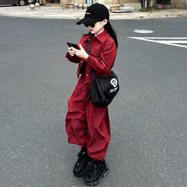 时髦工装裤女童套装洋气秋装款春秋外套韩系儿童新款两件套童装棉