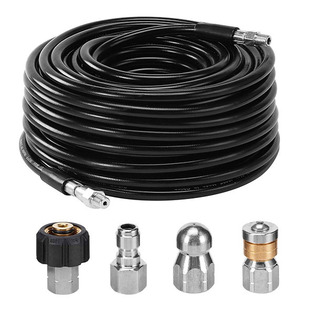 High-Pressure Washer Sewer Jetting Kit 1/4Npt Rotating Anti-Winding 5800Psi Dredging Hose Nozzle