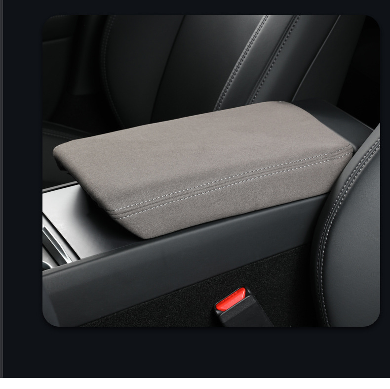 Suitable for Tesla's New Version Model 3 Y Armrest Box Cover Suede Leather Central Armrest Protective Pad Cover Wholesale
