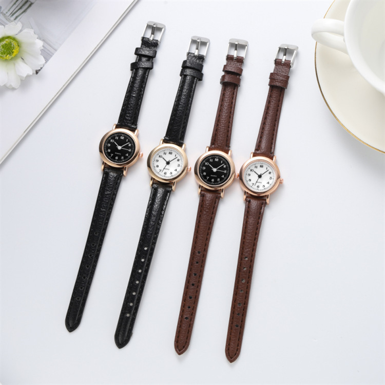 Cross-Border E-Commerce Trendy Fashion Round Simple Personality Retro Harajuku Style Quartz Belt Couple Quartz Watch