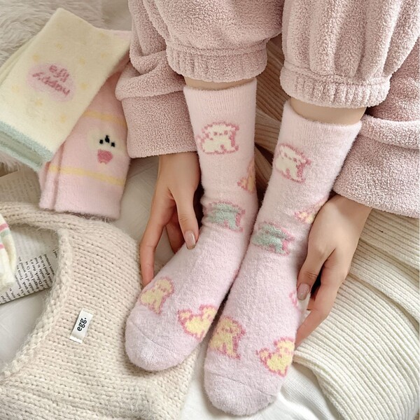 Cute demi-season keep warm velvet autumn socks