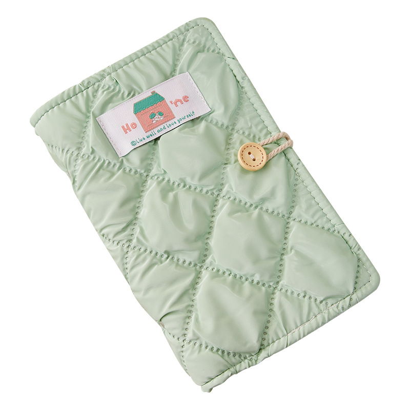 Libro de depósito en efectivo de tela A6 Libro de almacenamiento de hojas sueltas verde fresco pequeño Libro de almacenamiento familiar de billetes conmemorativos de gran capacidad