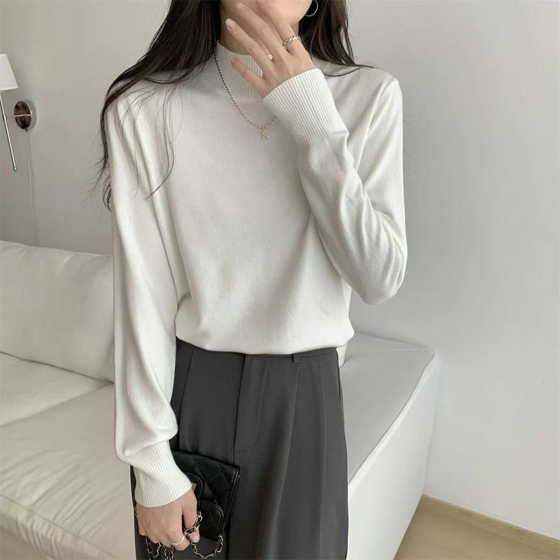 韩版半高领针织打底衫女秋冬季时尚洋气修身显瘦内搭毛衣百搭上衣|undefined