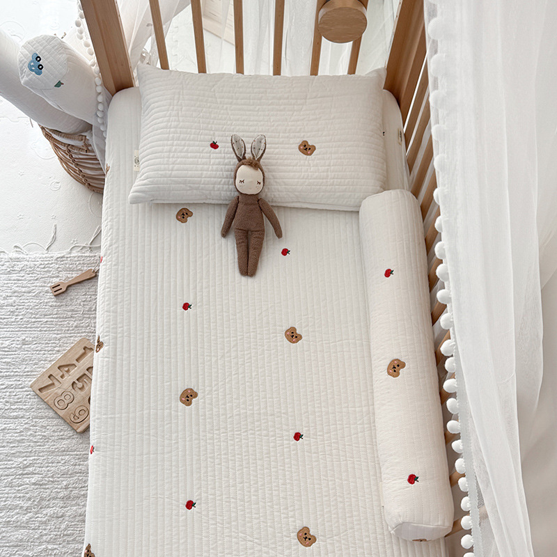 Baby Fitted Bed Sheets Ins Pure Cotton Type a Baby Mattress Cover Crib Bed Sheets Kidsren's Spliced Bed Bed Cover Quilted Thick