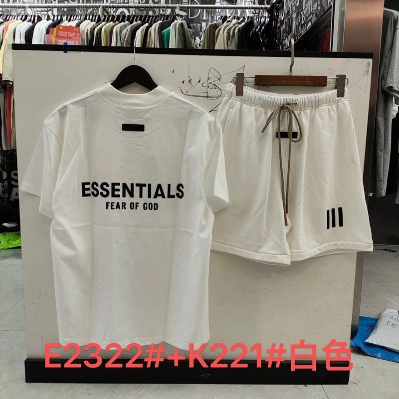FOGESS Camiseta de cuello redondo, manga corta, camiseta de cuello de terry, pantalones cortos, set suelto, moda masculina, juventud, 18 - 24 años