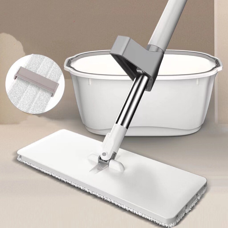 Hand-free flat mop fast dehydration lengthened wide cleaning artifact rotating wiper lazy mop bucket wholesale