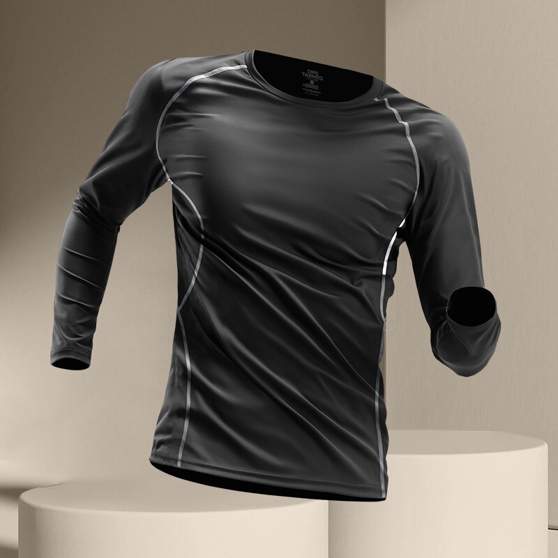 Quick-Drying Compression Shirt for Men, Long-Sleeved T-Shirt, Sports Base Layer Top, Running Fitness Underwear, Training Clothes, Warm for Spring and Autumn