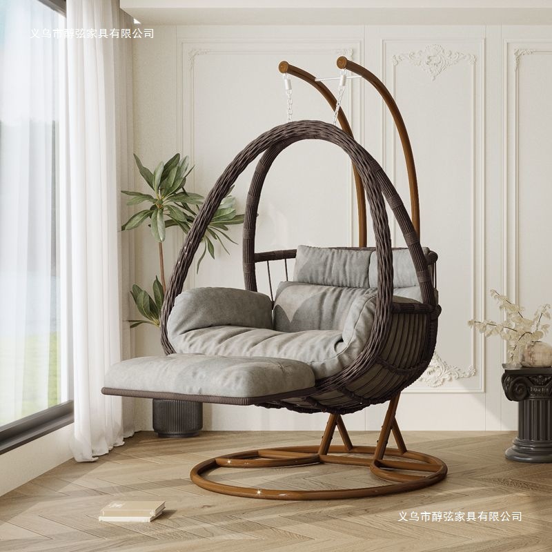 Outdoor Hanging Basket Household Durable Bird's Nest Hanging Chair Rattan Chair Double Courtyard Rocking Chair Indoor Hammock Balcony Rocking Lounge Chair