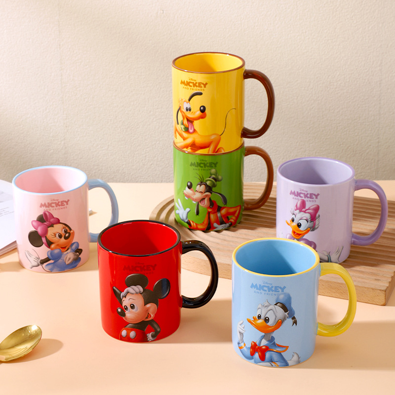 Disney caricatura Mickey de cerámica de gran capacidad recta taza de regalo taza de niños taza de leche de alto valor