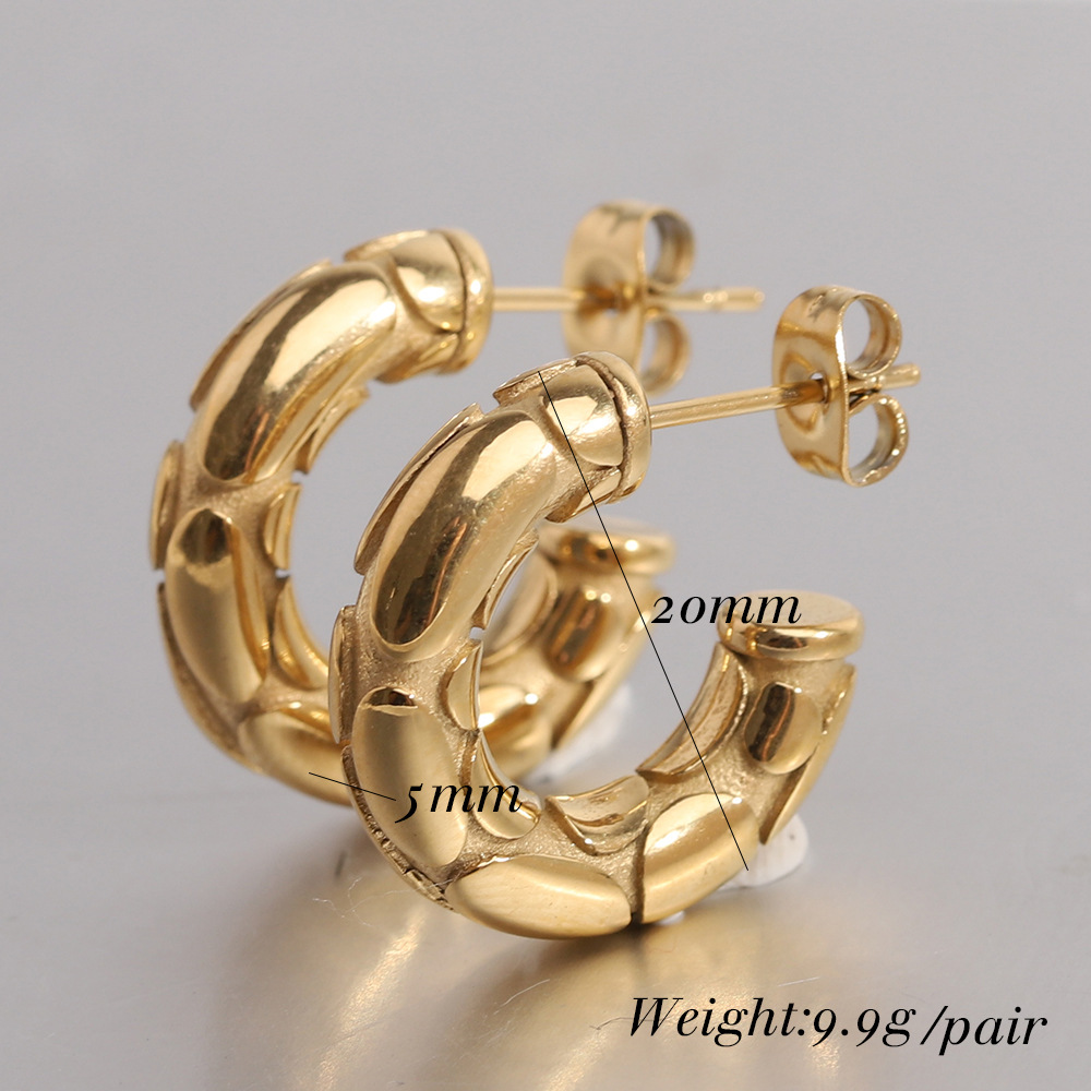 14g Weight 1 Pair Simple Style Solid Color Plating Titanium Steel Gold Plated Earrings