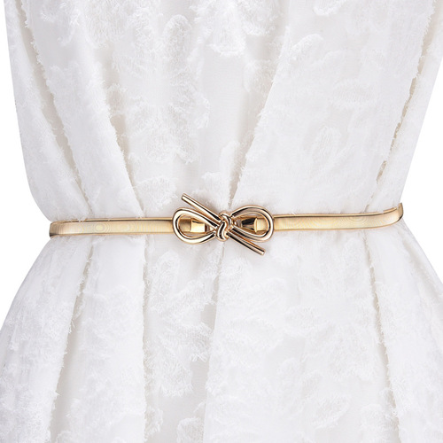 Metal elastic elastic golden leaf belt for women with thin decorative spring and dress waist chain flower accessories belt