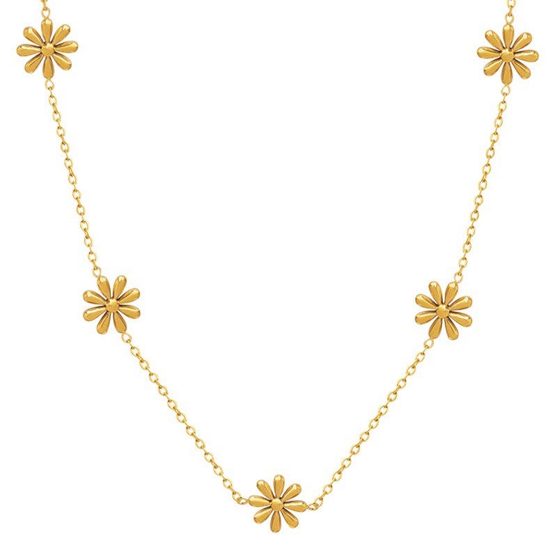 Hada elegante flor diseño fresco Margarita titanio acero chapado en oro collar no se desvanece en línea rojo blogger mismo estilo joyería