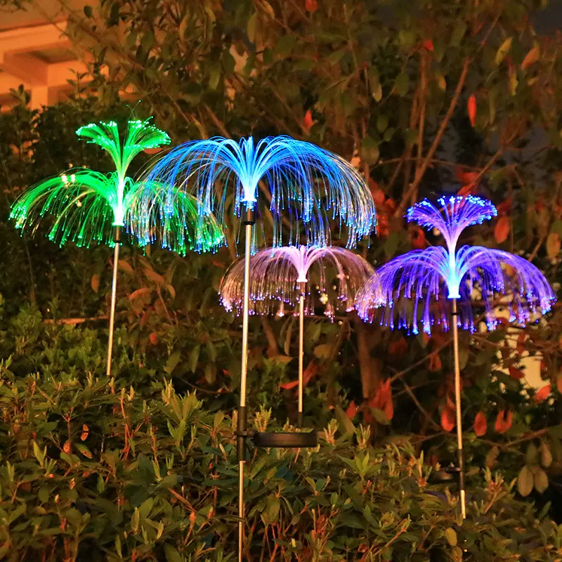 太阳能水母灯LED草坪地插灯光纤七彩氛围灯花园庭院景观装饰彩灯