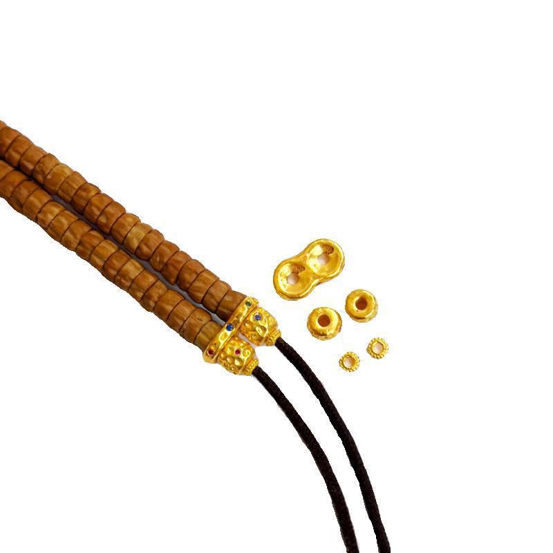 Ancient method gold color eight-character ring hammer pattern instead of good luck text play handmade Joker DIY bracelet beads accessories