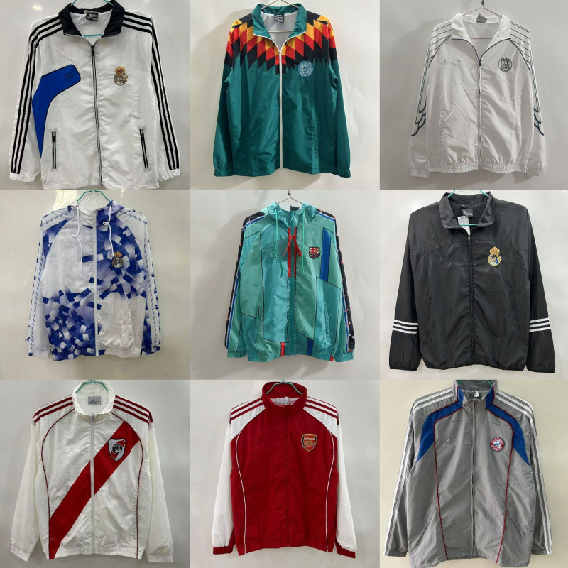 Popular Retro Jersey Football Uniform Reversible Windbreaker Jacket Real Madrid Barcelona Spain Argentina Training Uniform