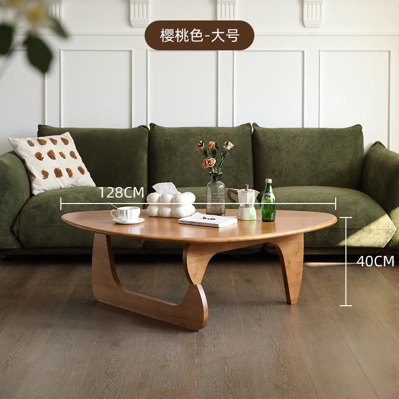 Madera sólida nueva mesa de té triangular nórdica en forma de mesa de té retro simple y moderna sala de estar japonesa para el hogar