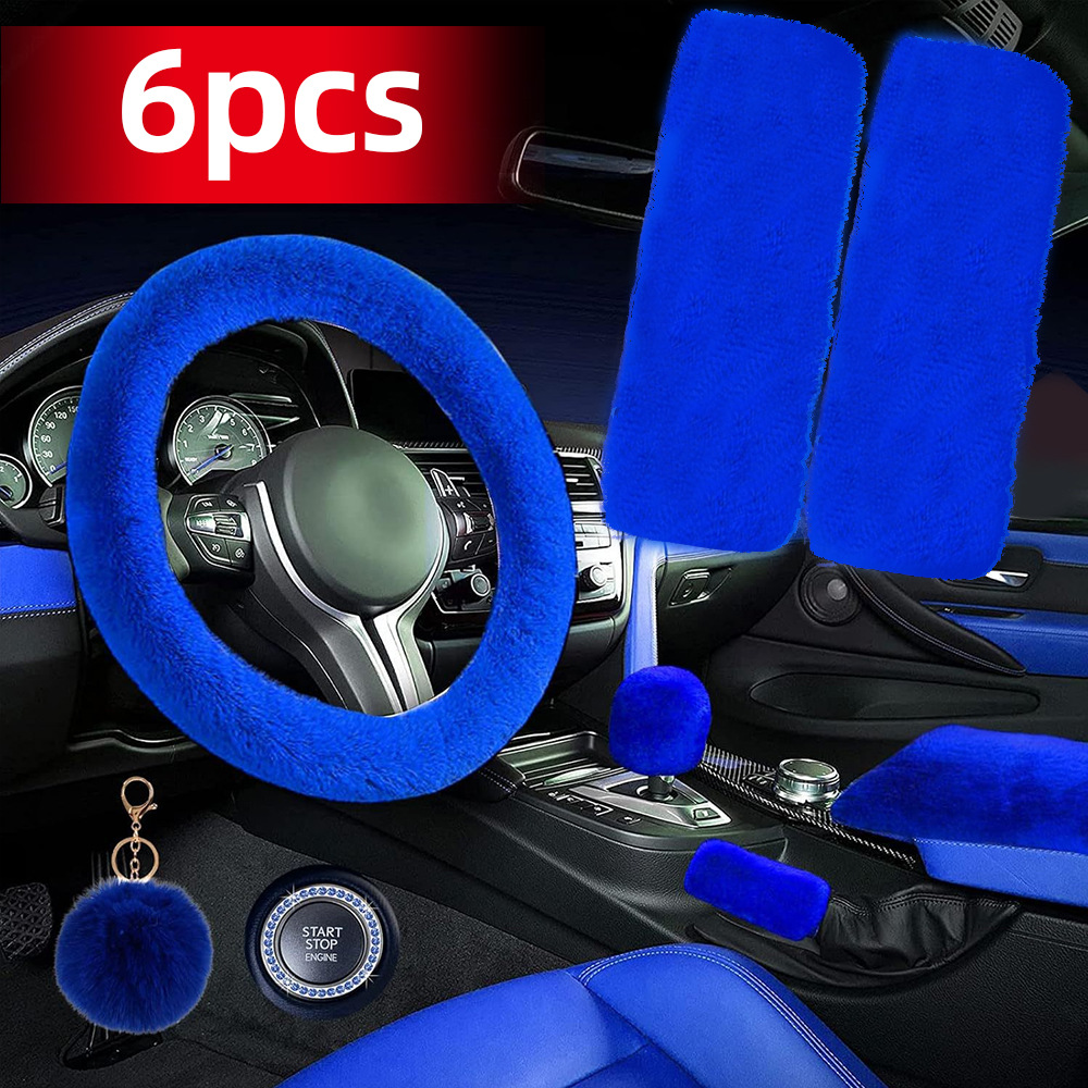 Car steering wheel cover plush high-end sense shoulder pad handbrake cover armrest box pad eight pieces winter cross-border explosion suit