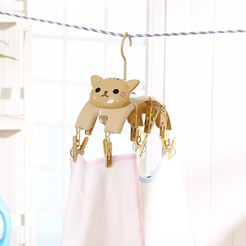 Clothes rack wholesale cat multi-head hanging clothes drying rack household cartoon multi-functional windproof underwear drying rack