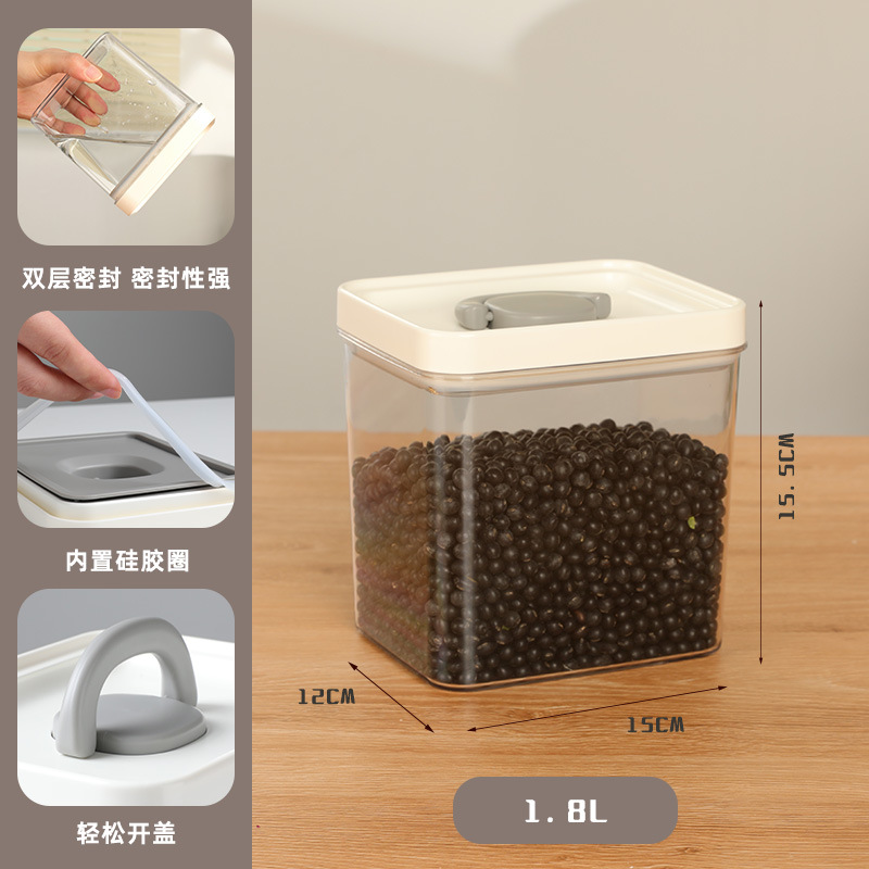 Tanque de sellado transparente de grado alimenticio portátil de granos variados, almacenamiento de bocadillos, cocina de almacenamiento, caja de preservación de PET