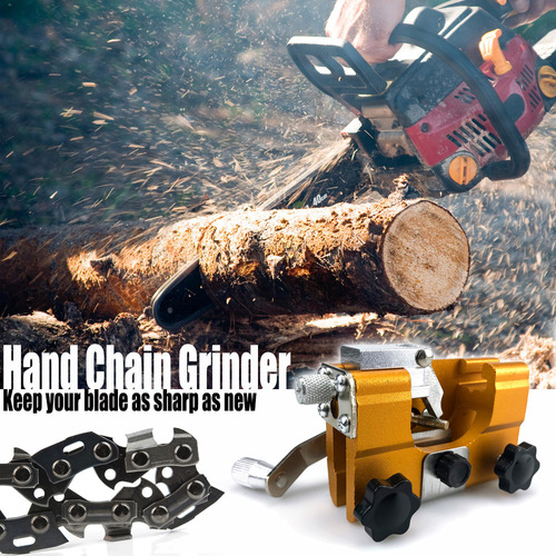 Portable handheld household tool, chain guide bracket hand-crank chain sharpener