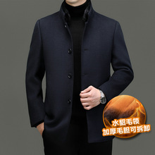 男士水貂毛领派克服外套商务休闲内胆加厚保暖羊毛大衣男装夹克男