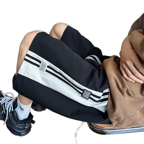 Ice silk quick-drying five-quarter pants summer casual shorts men's summer thin loose beach pants men's sports