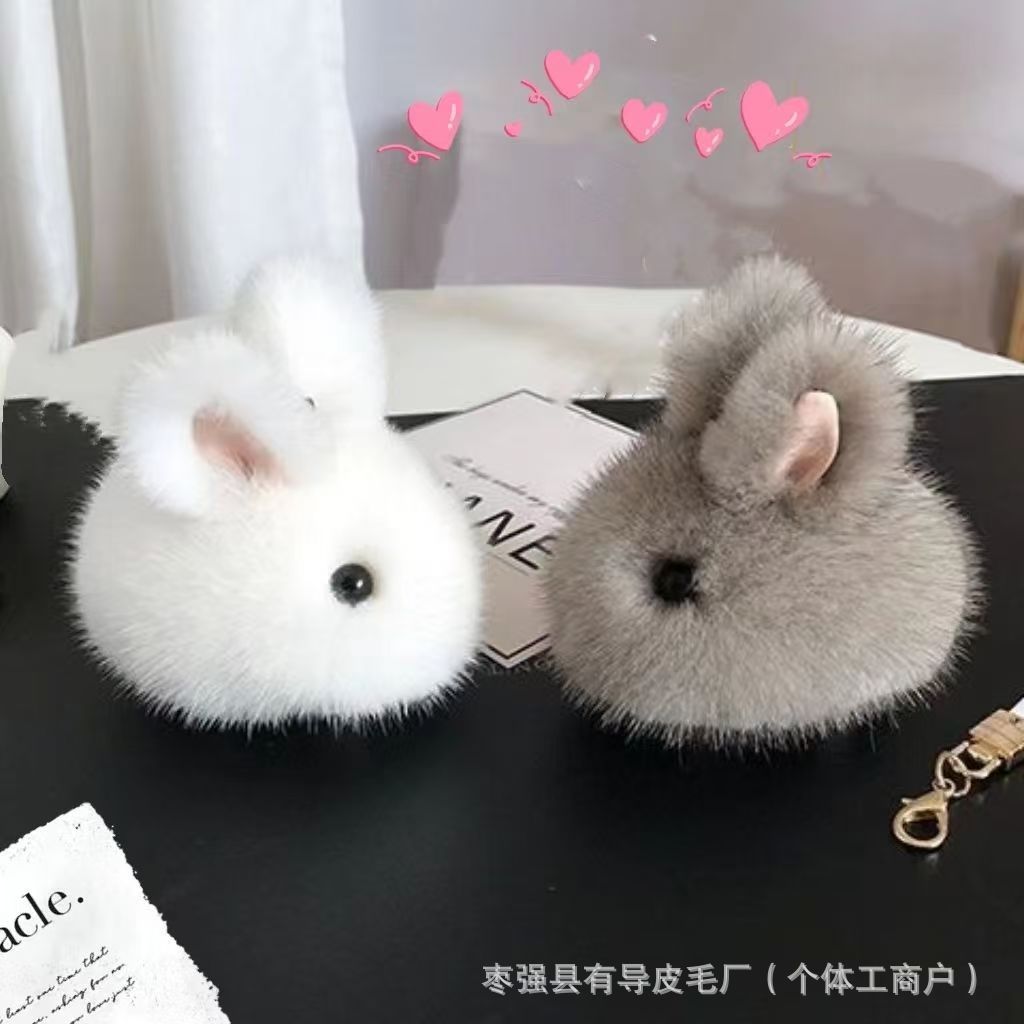 Mayorista imitación de visón colgante de peluche pequeño conejo de jade accesorios llavero muñeca de conejo bolsos colgantes pequeños regalos