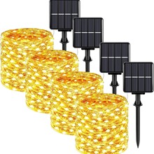 亚马逊太阳能装饰铜线灯户外防水小彩灯串婚礼派对节日装饰仙女灯