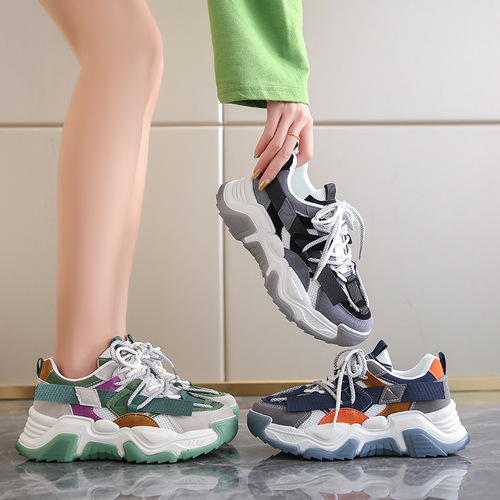 Autumn and winter new Korean version of dad shoes for women, low-top height-increasing shoes, student sports and casual shoes, running shoes, street style fashion shoes
