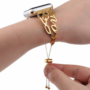For Apple Strap Rose Gold love Bracelet Chain Stainless Steel Strap iwatch1234567 Generation