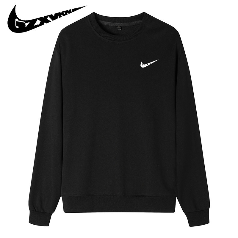 Round Neck Sweatshirt for Men and Women, Spring and Autumn, Loose Fit, Large Size, Korean Style, Solid Color, Couple's Long-Sleeved Sports T-Shirt Jacket
