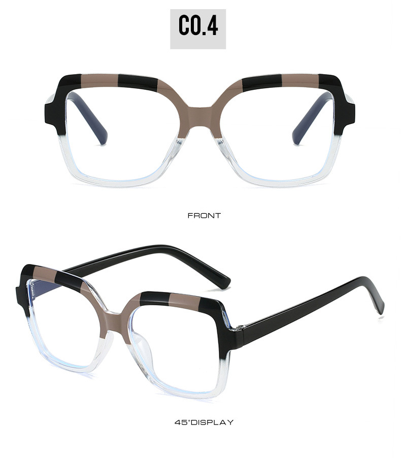 46g Weight Full Frame Glasses Structure Glasses Classification Ac Lens Material Square Glasses Style Daily Occasion Color Block, Leopard Pattern All Seasons Season Unisex Gender Simple Style Style Simple Style Color Block Leopard Ac Square Full Frame Optical Glasses 17